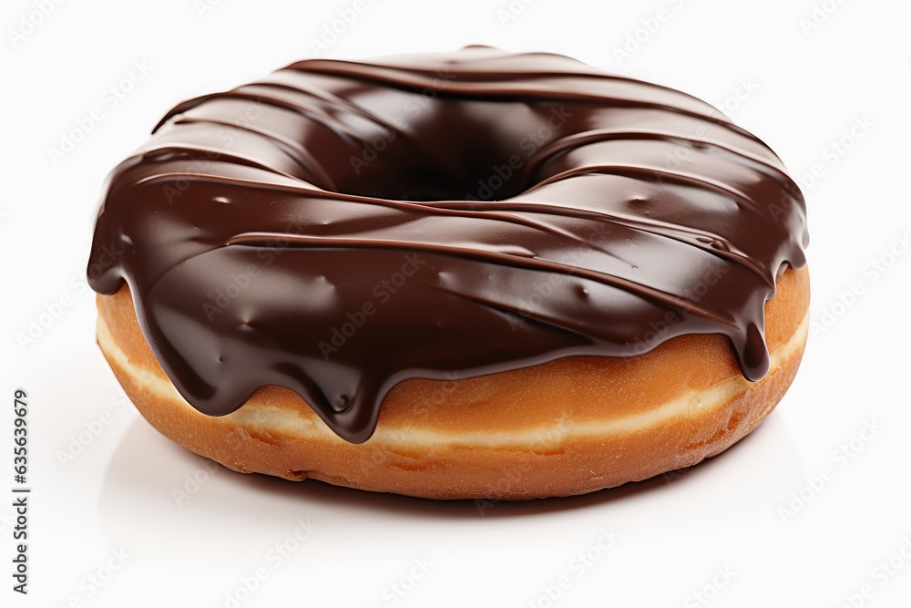 A tasty donut isolated on a white background.