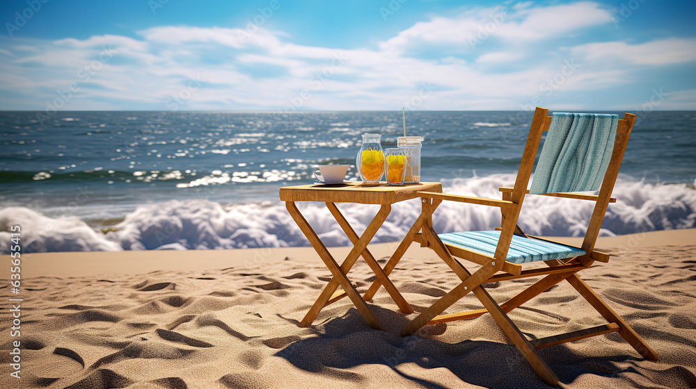 Table And Chairs On The Beach 