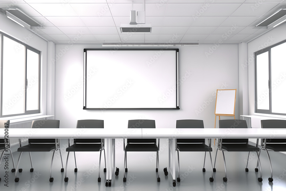 Blank whiteboard on modern office. Empty space on the whiteboard attached on the wall. copy space