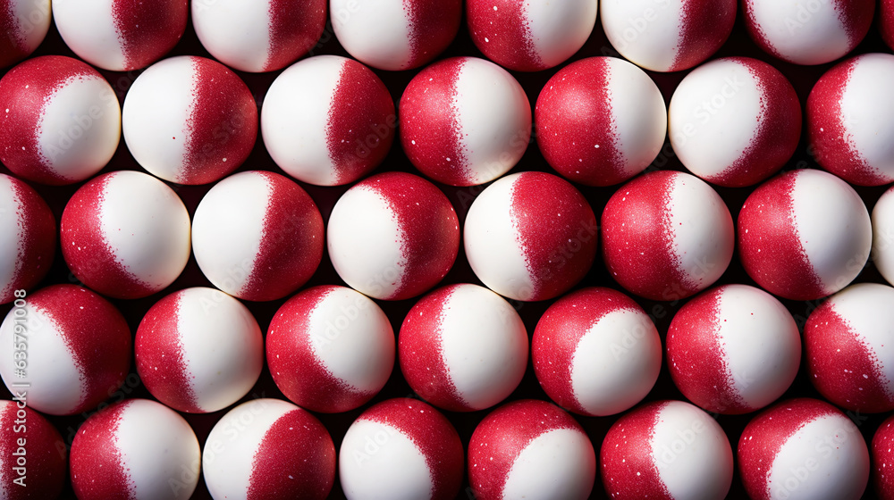 Red and white bonbons candies background. Generative AI