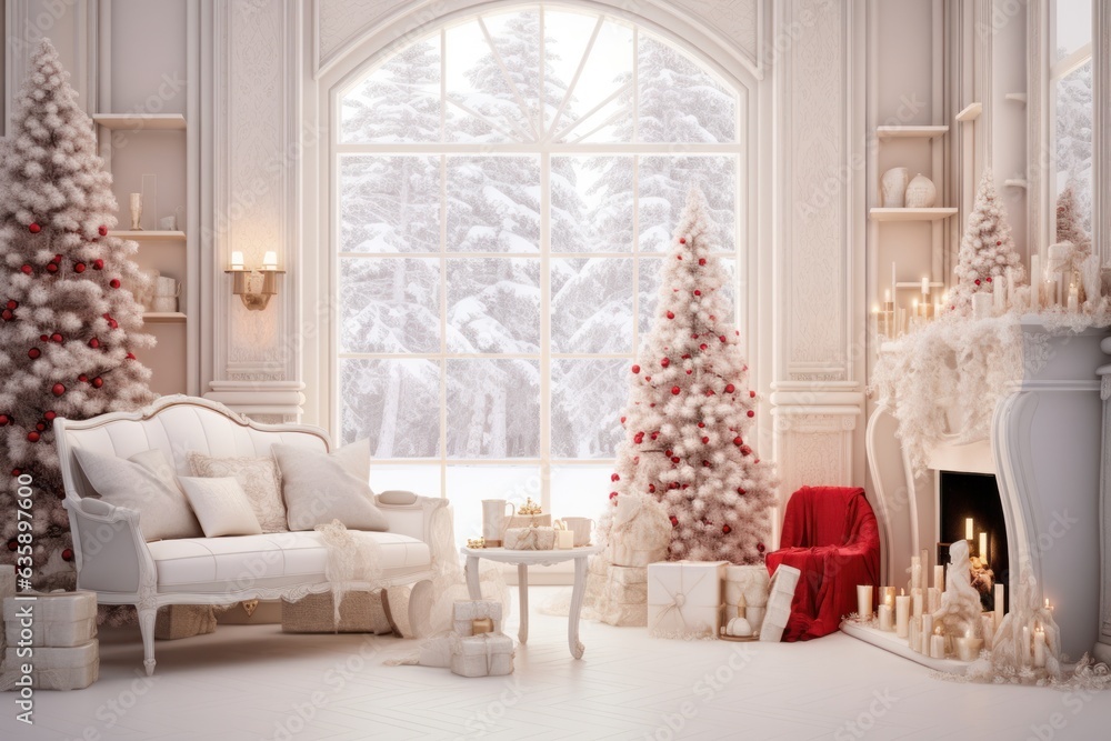 White room with Christmas decoration