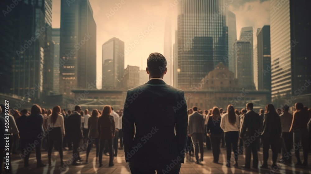 Businessman walking down the street