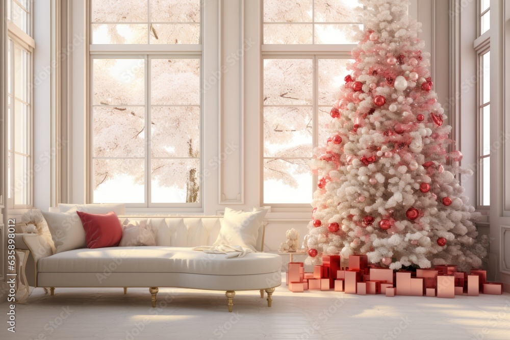 White room with Christmas decoration