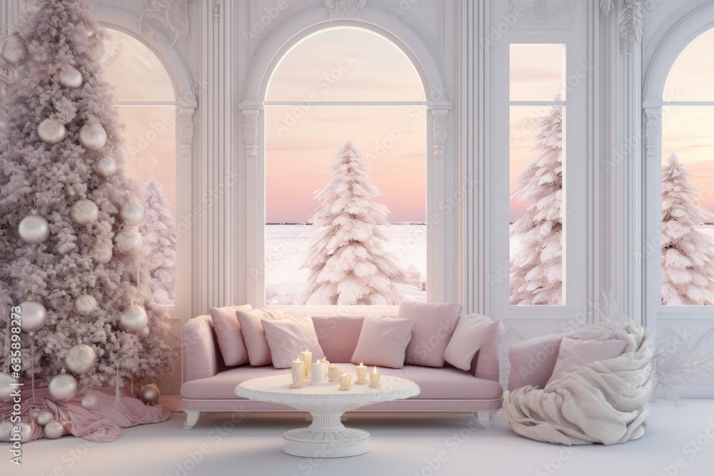 White room with Christmas decoration