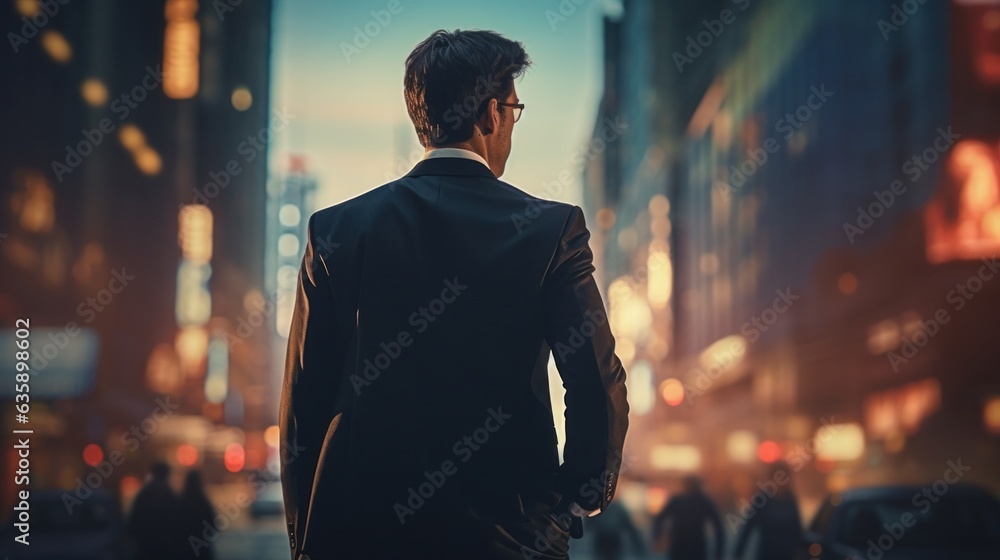 Businessman walking down the street