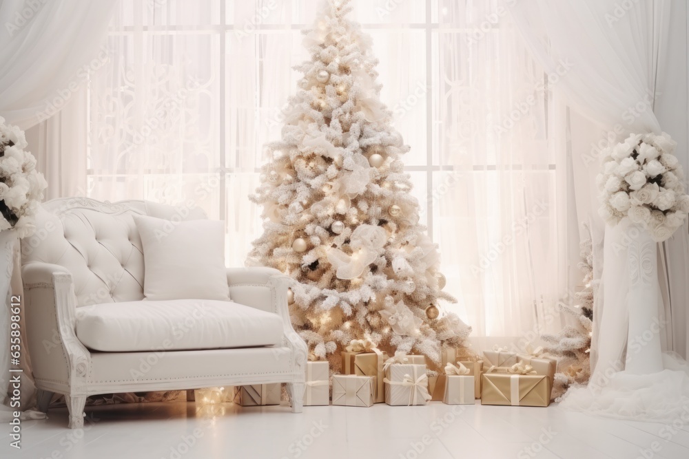 White room with Christmas decoration