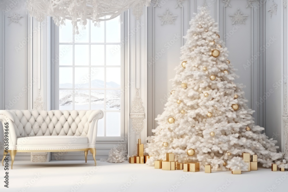 White room with Christmas decoration