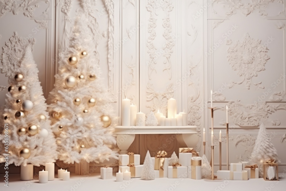 White room with Christmas decoration