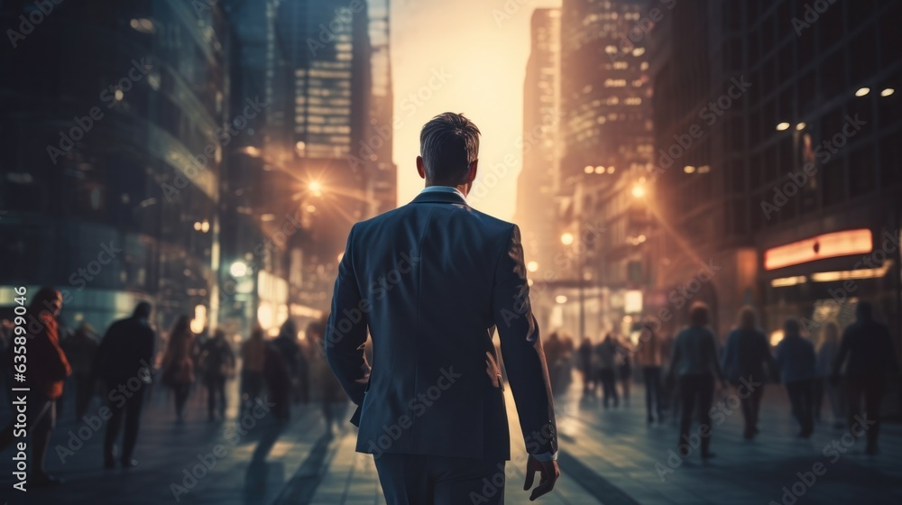 Businessman walking down the street