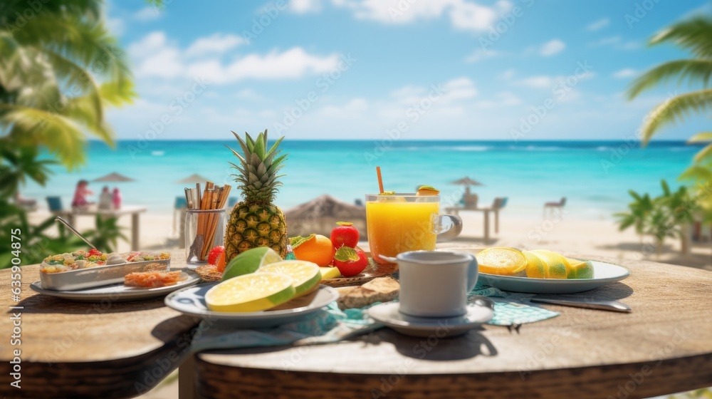 Summer breakfast on the beach