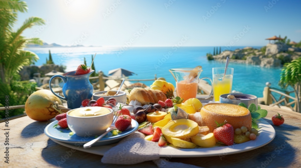 Summer breakfast on the beach