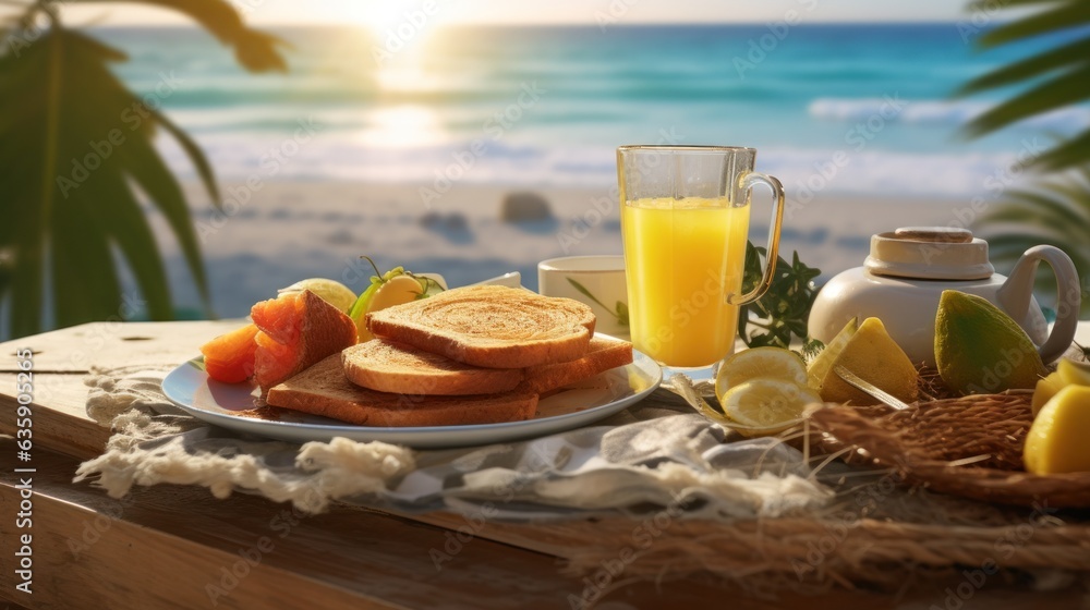 Summer breakfast on the beach