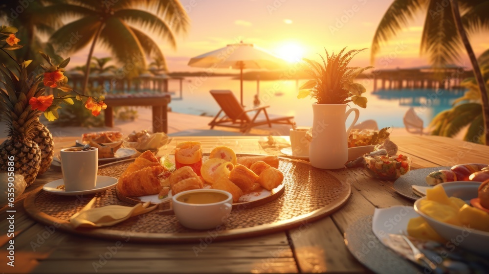 Summer breakfast on the beach