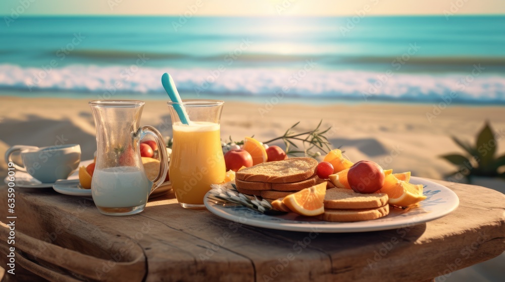 Summer breakfast on the beach