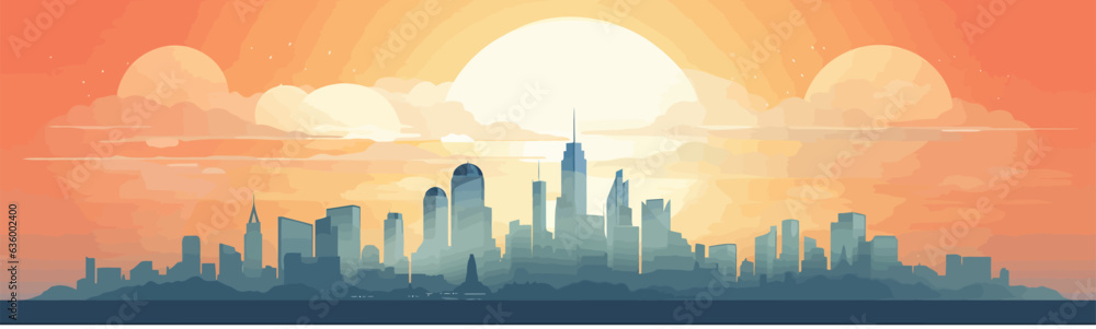 sunrise city vector flat minimalistic isolated illustration