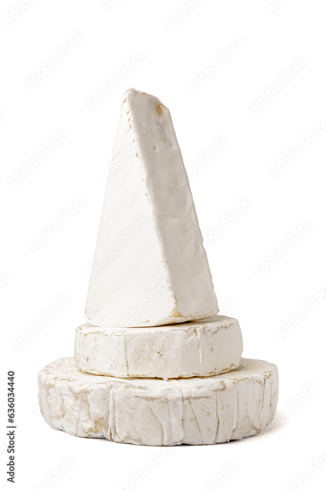 Tasty Camembert cheese on white background