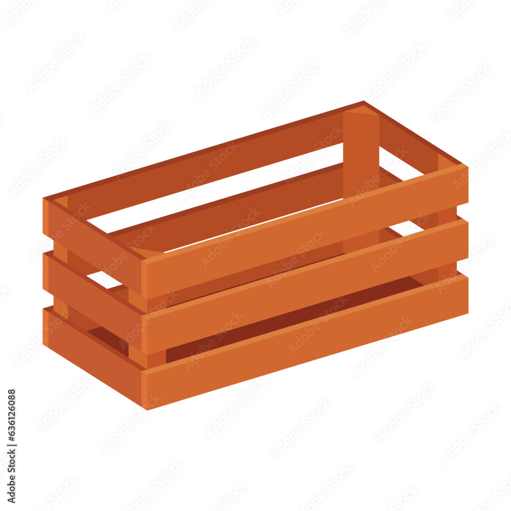 Wooden crate and box for storage vector. Container, drawer or cases for goods. Delivery concept