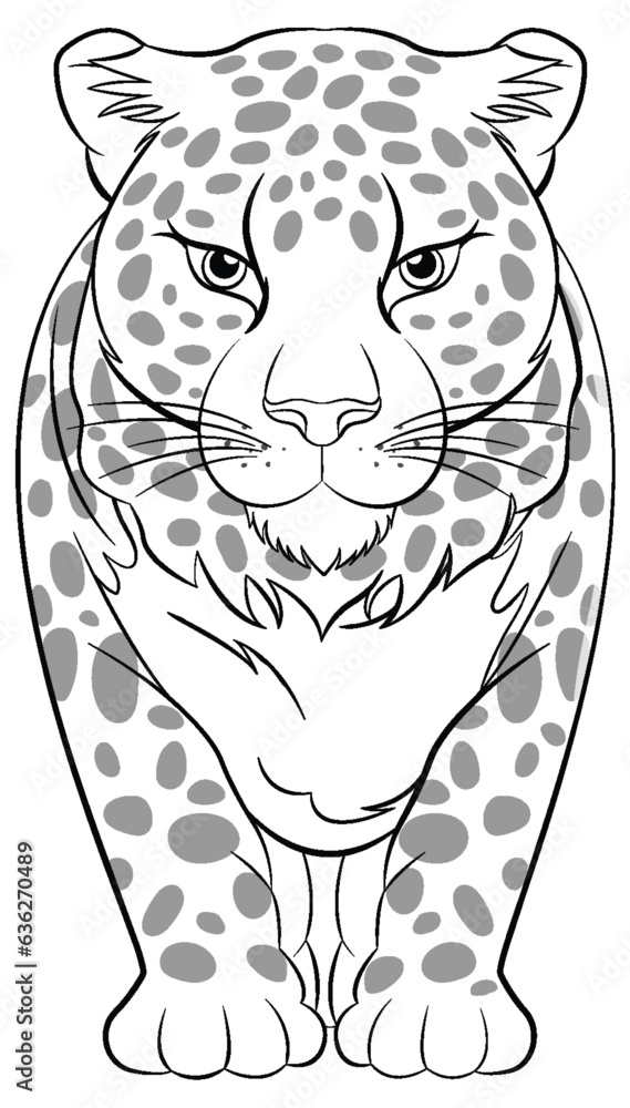 Outline Cartoon Tiger for Colouring