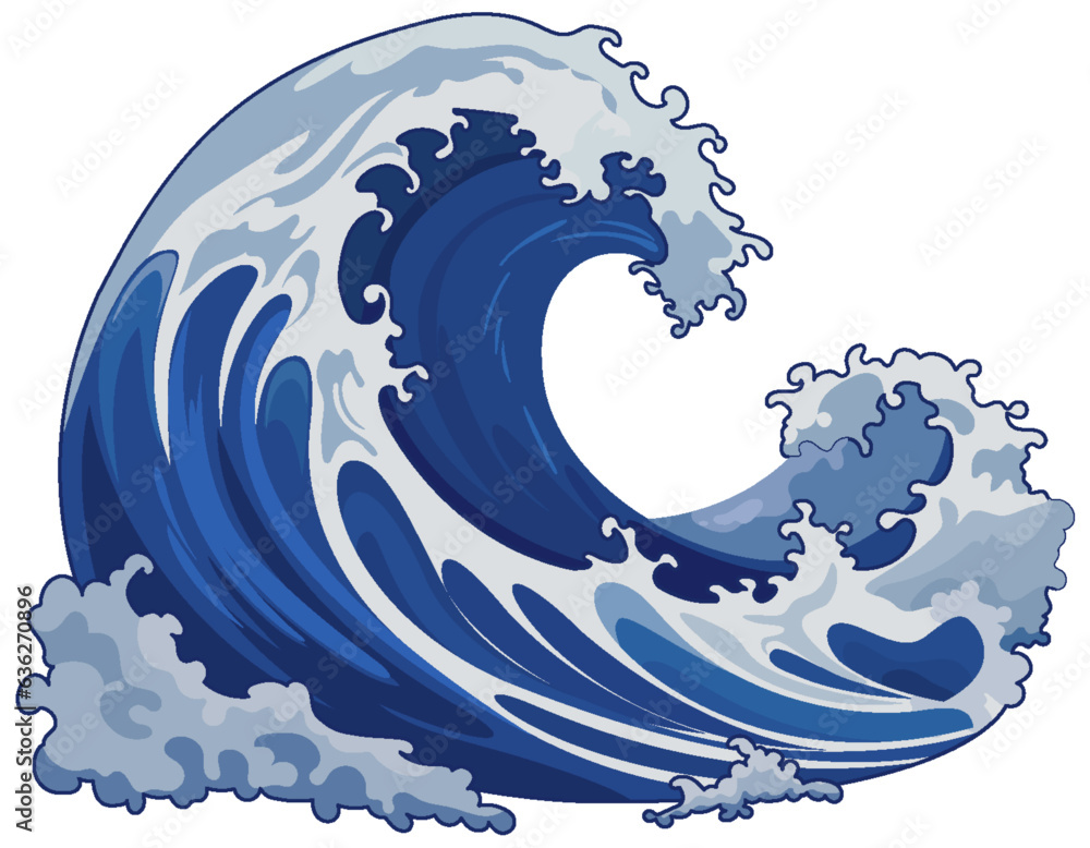 Isolated Traditional Japanese Wave in Vector Cartoon Style