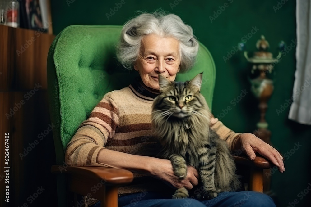 Grandmother with her cats