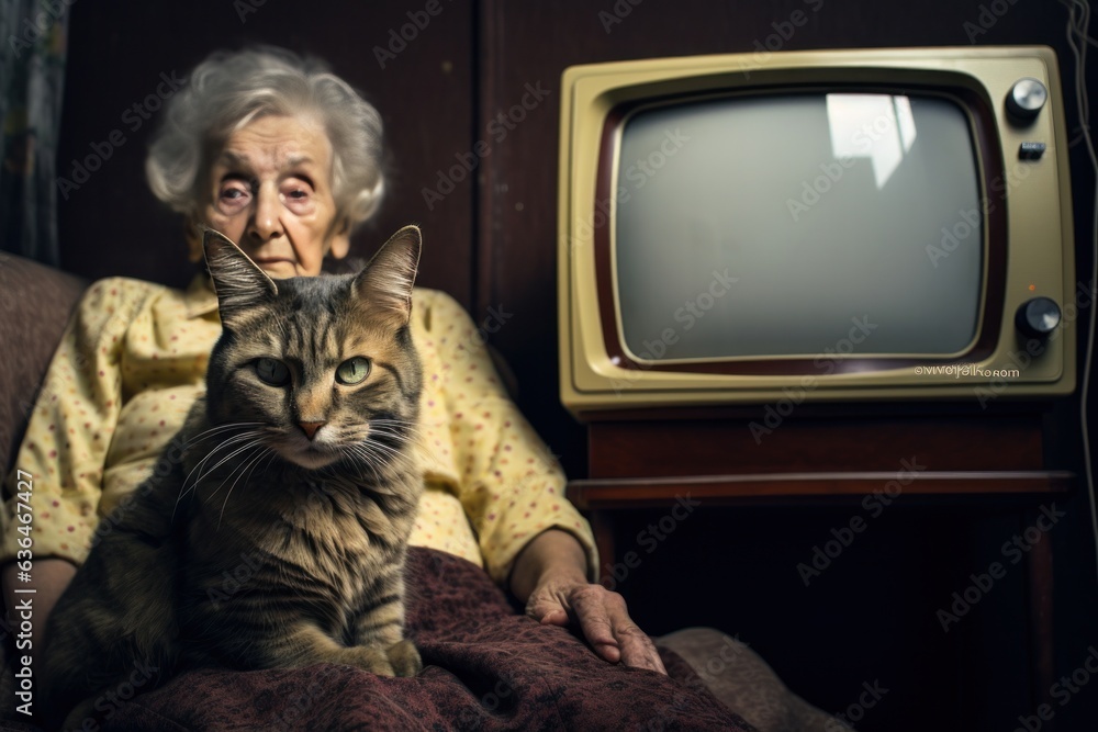 Grandmother with her cats