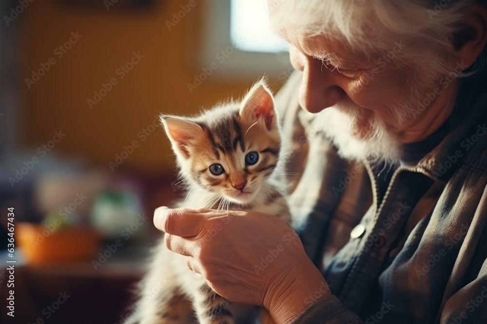 Grandmother with her cats