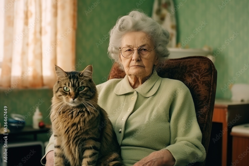 Grandmother with her cats