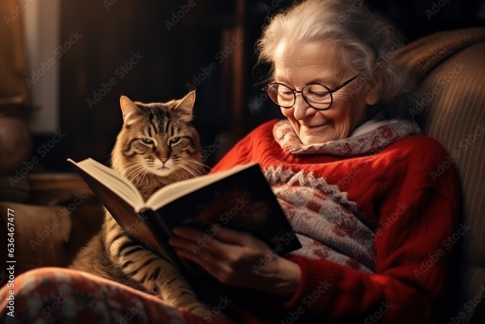 Grandmother with her cats