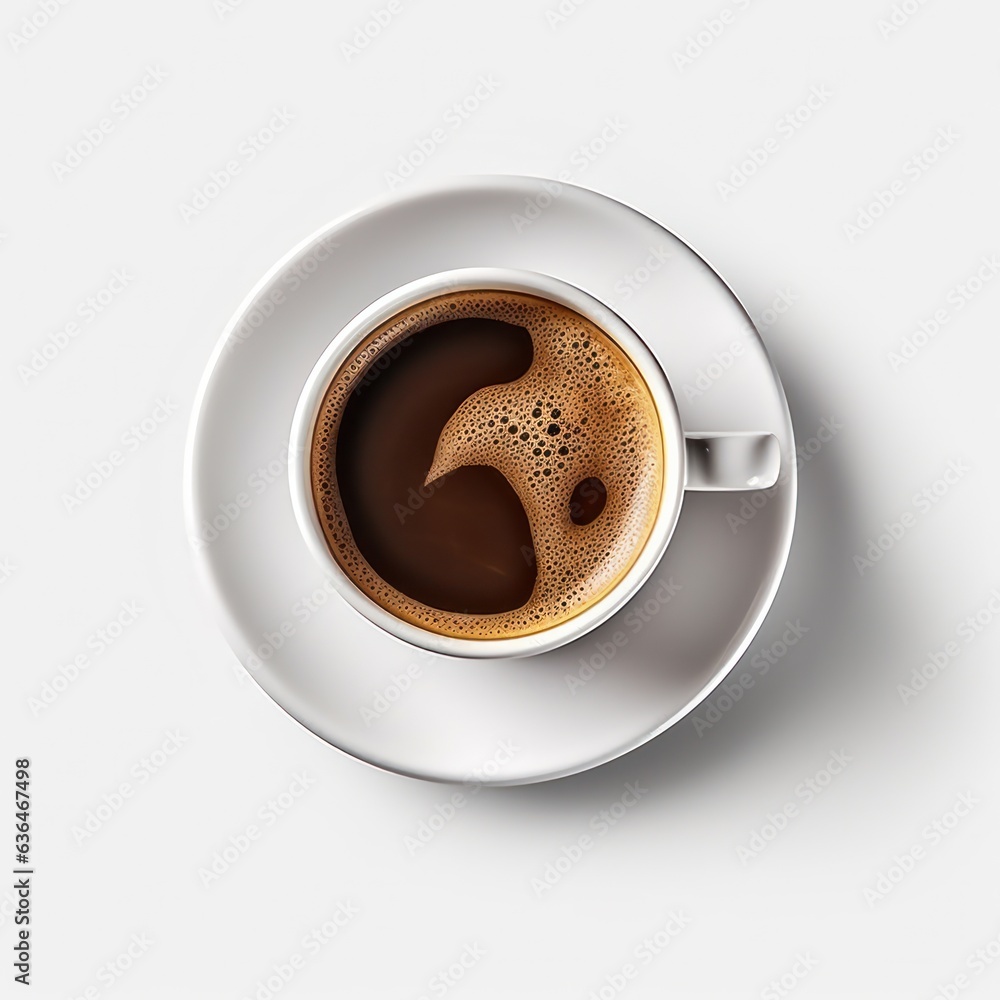 White cup of black coffee isolated.