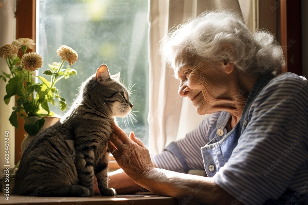 Grandmother with her cats