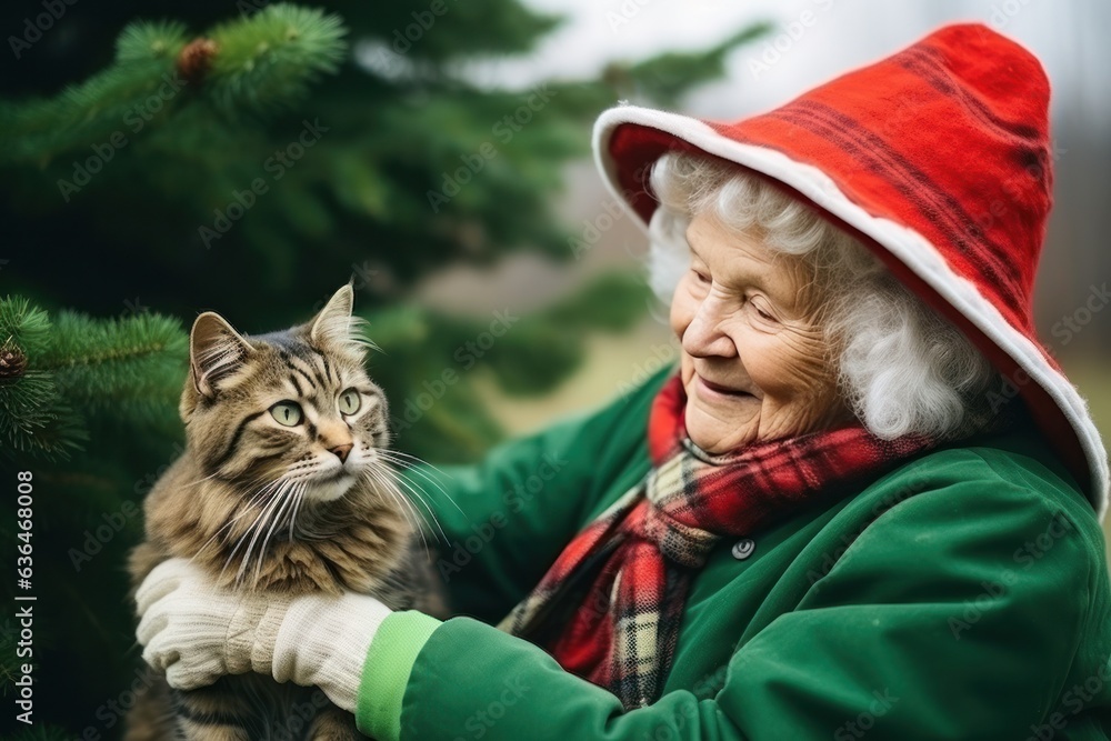 Grandmother with her cats