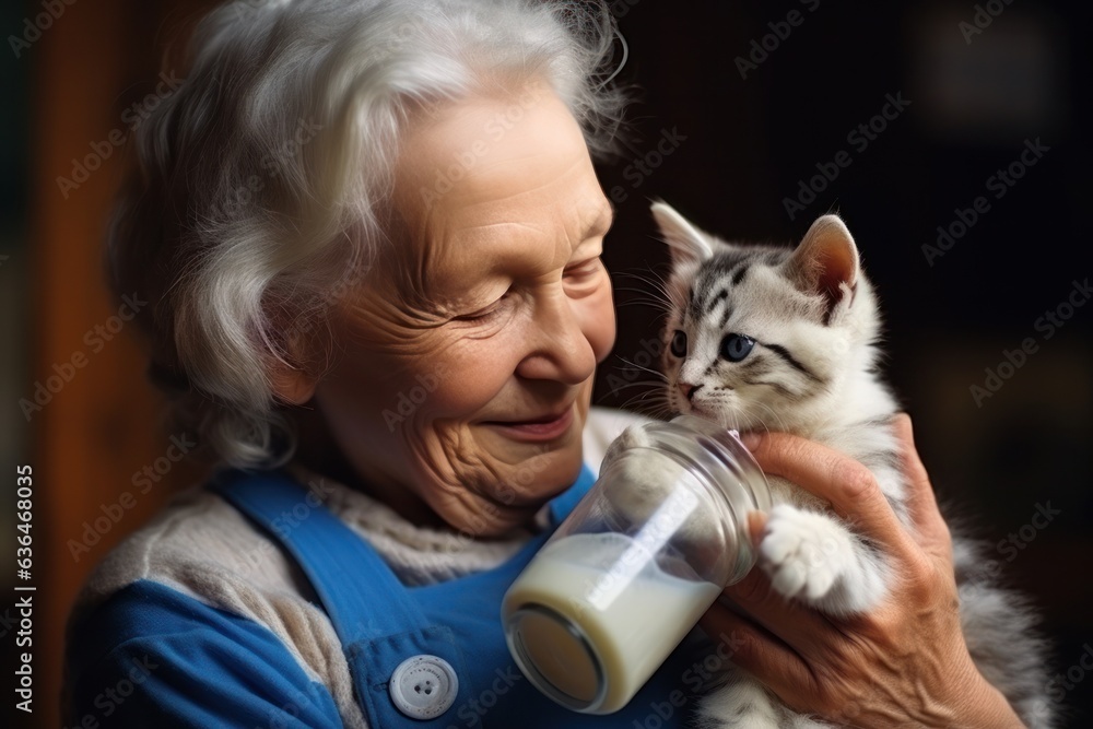 Grandmother with her cats