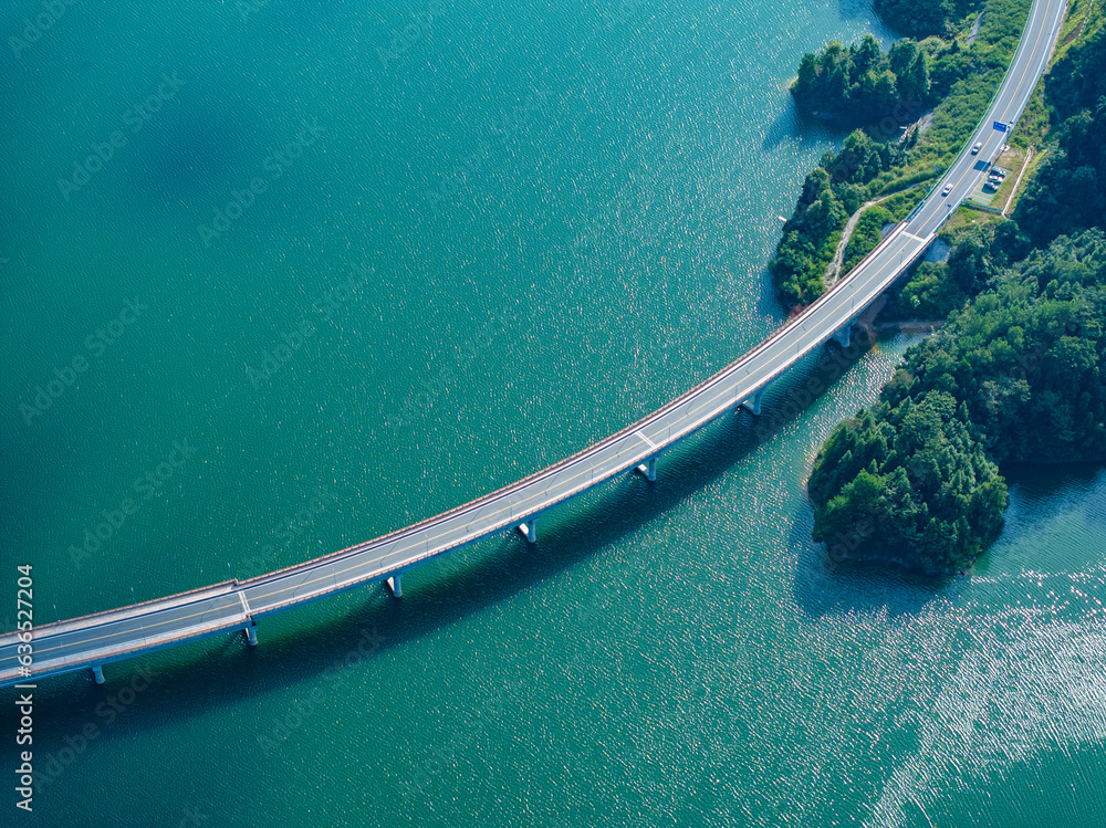 Aerial photography of water roads and bridges