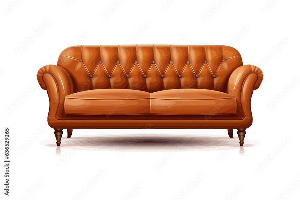 Brown leather sofa. Vector illustration design.