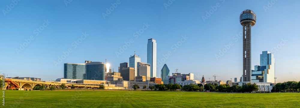 Dallas Splendor: Aerial 4K Image of Beautiful Blue Skyline and Buildings in Dallas  Texas