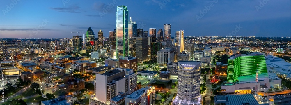 Dallas Splendor: Aerial 4K Image of Beautiful Blue Skyline and Buildings in Dallas  Texas