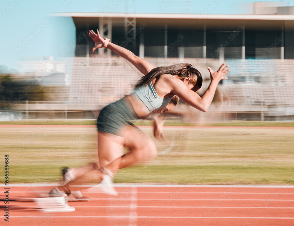 Action, race and women athlete running a sprint in competition or fitness game training as energy we