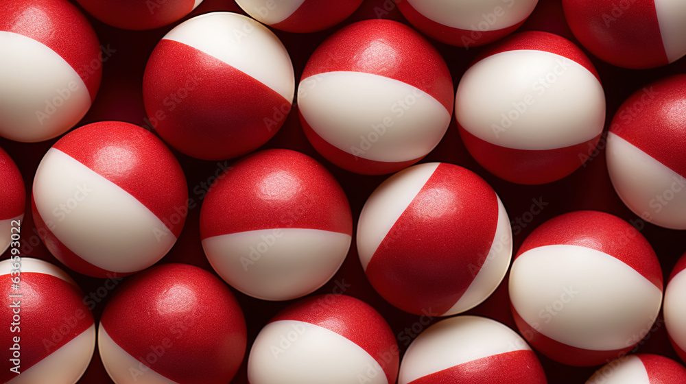 Red and white bonbons candies background. Generative AI