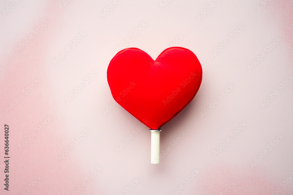 Red heart on a pink background. Valentines Day. Love.Valentines day concept