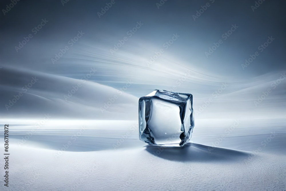 Ice cube on a neutral background