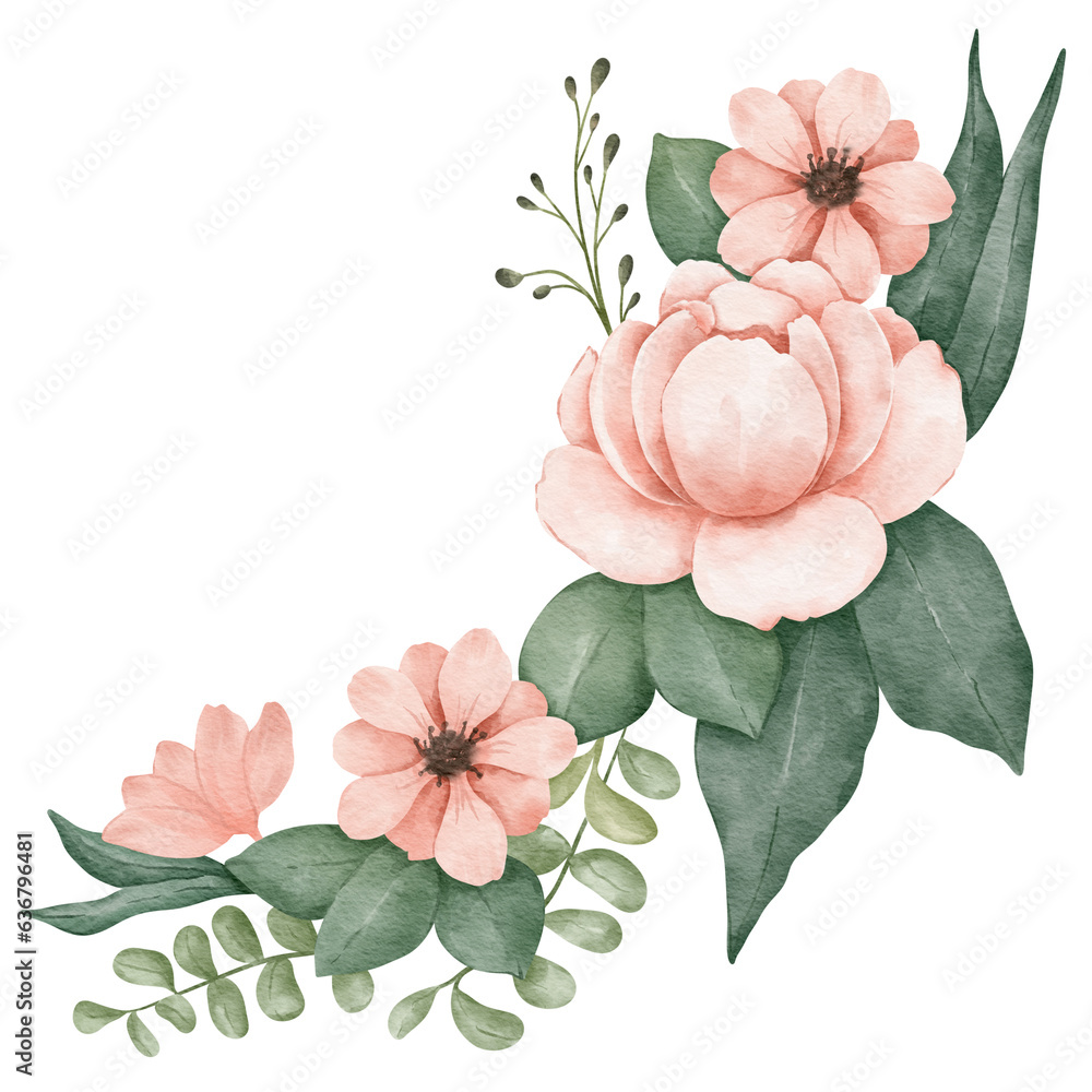 floral composition flower  watercolor illustration isolated element