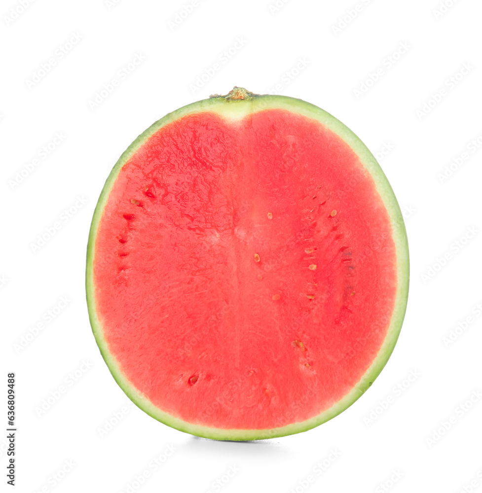 Half of ripe fresh watermelon on white background