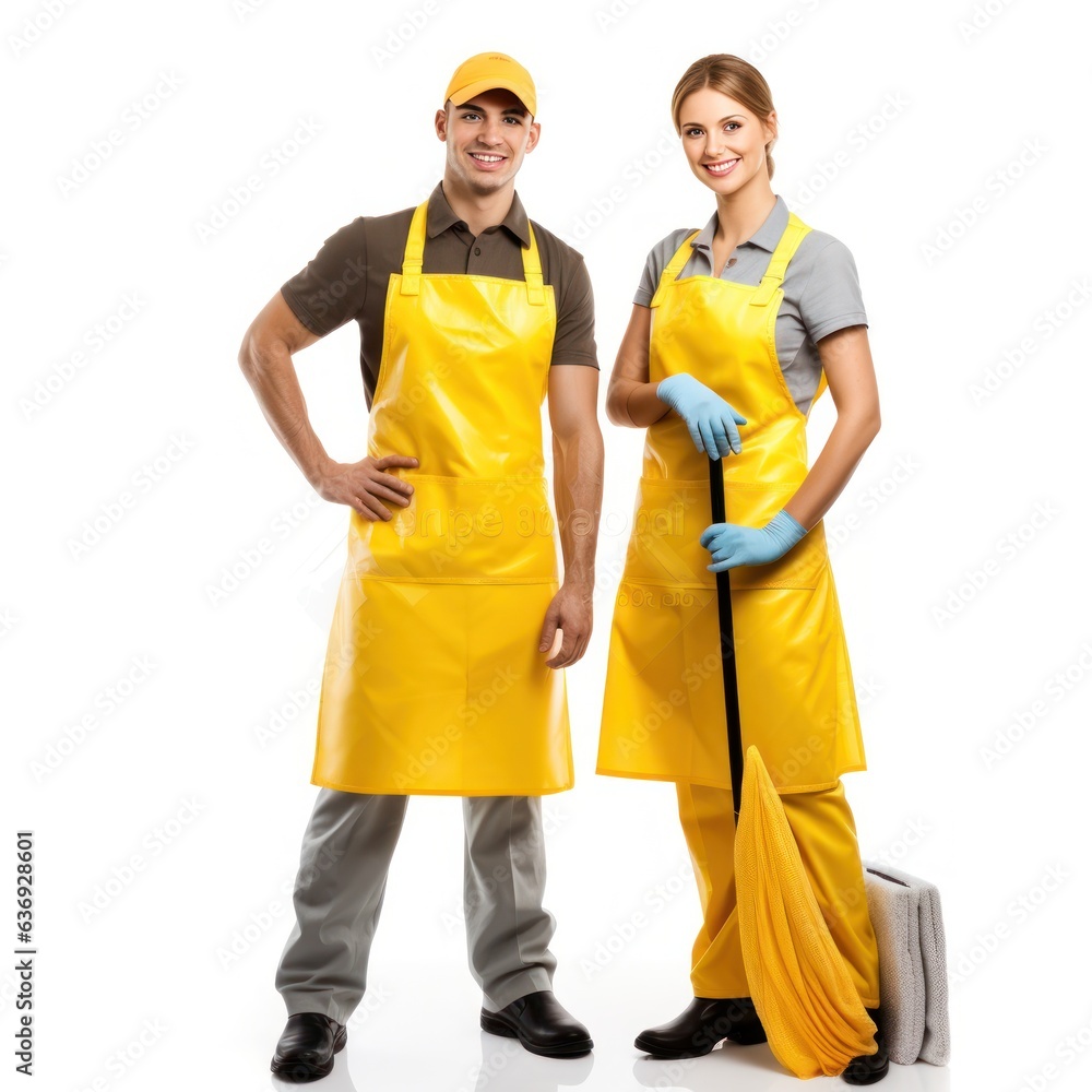 two cleaning workers.