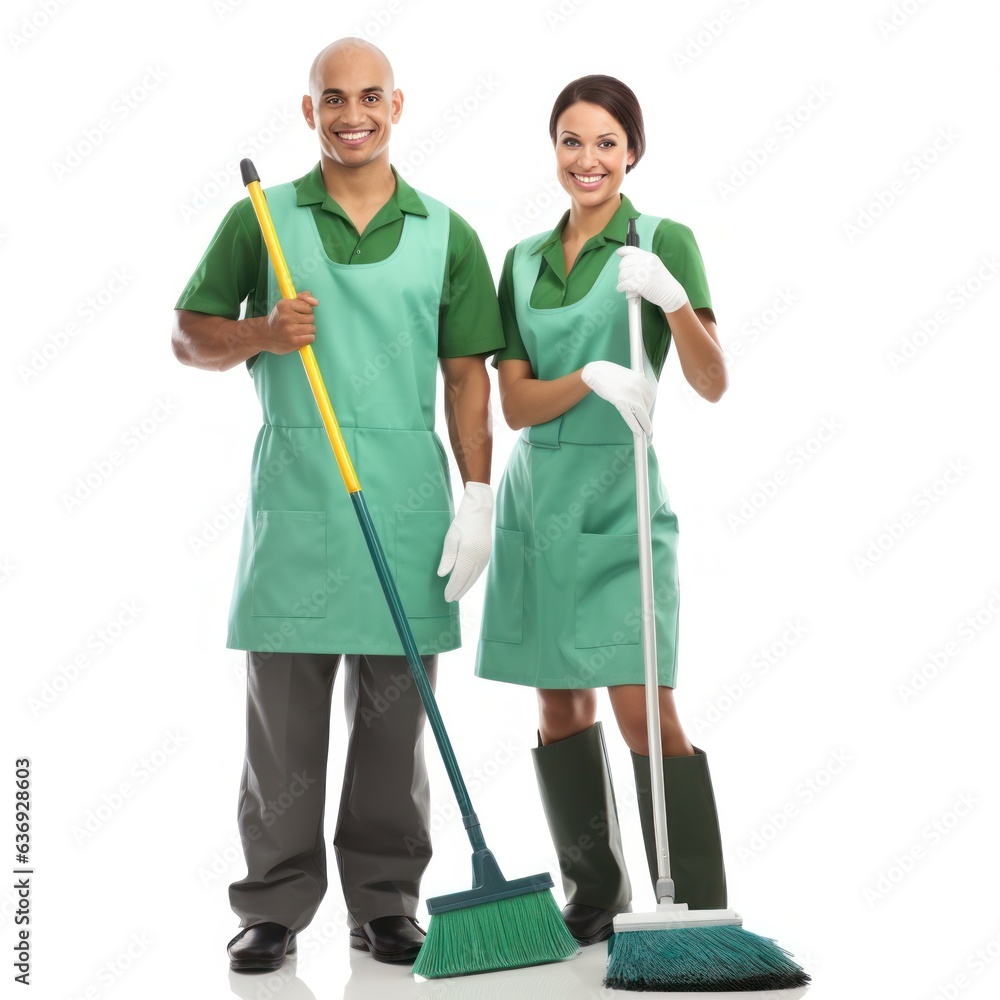 two cleaning workers.