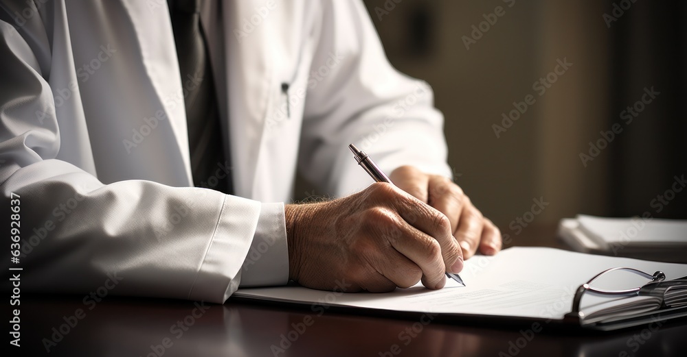 Doctor taking notes to patent card