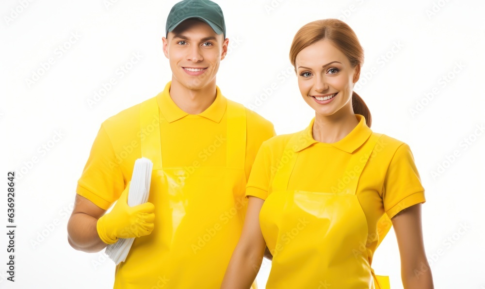 two cleaning workers.