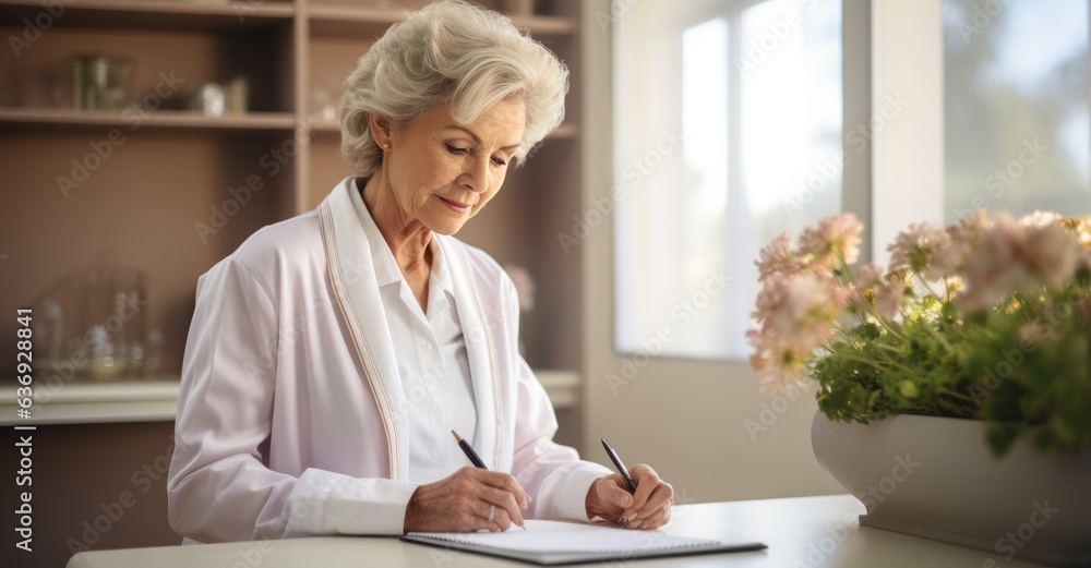 Doctor taking notes to patent card