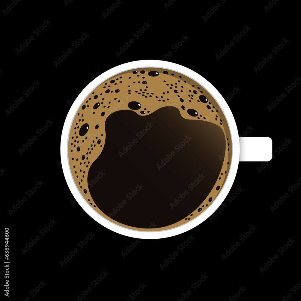 Top view of coffee cup with place for your text. Fresh espresso icon.  Vector illustration isolated 