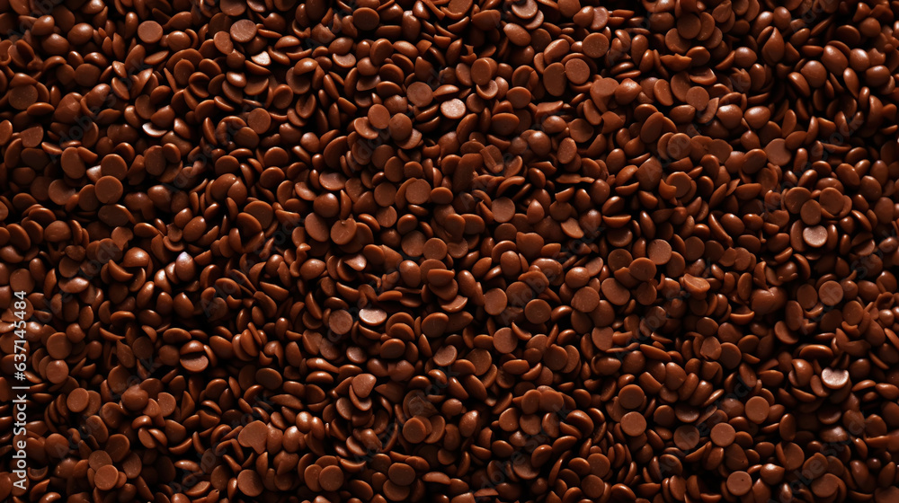 Chocolate sprinkles background. Sweet cocoa flakes. Generative AI