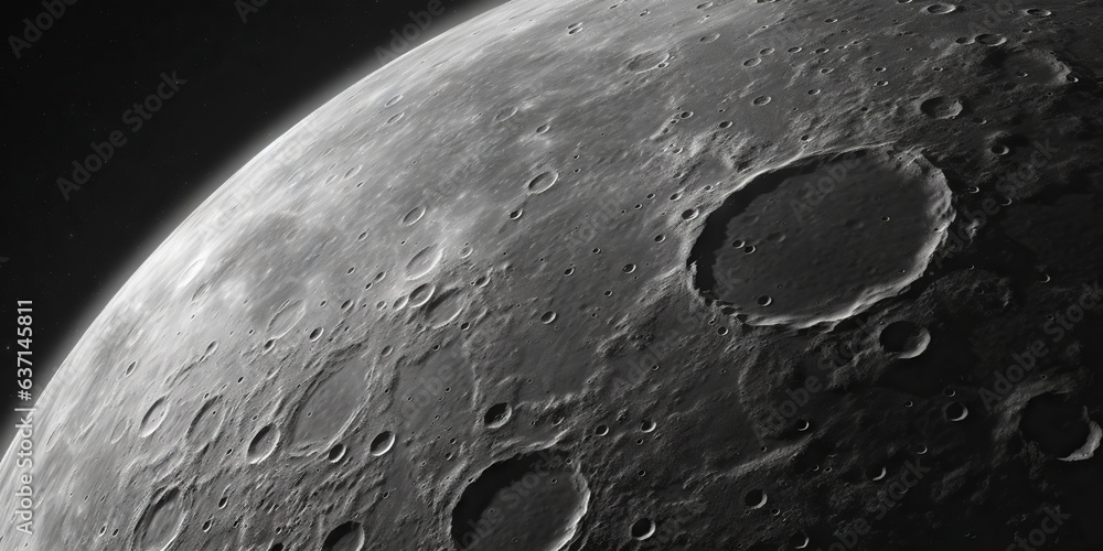 Moon surface with craters and space background. Universe beauty. Generatie AI